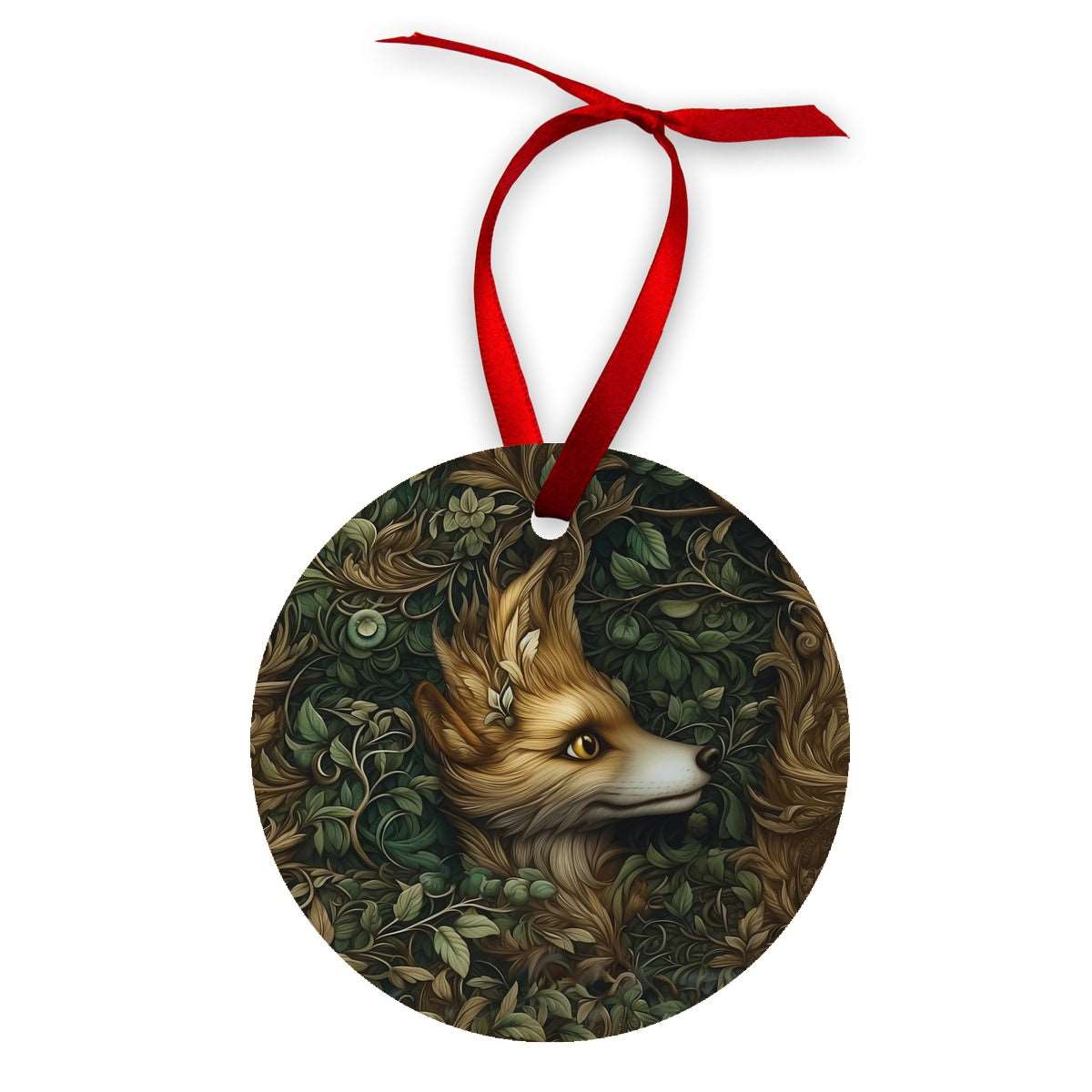 Mystic Forest Fox Wood Ornament