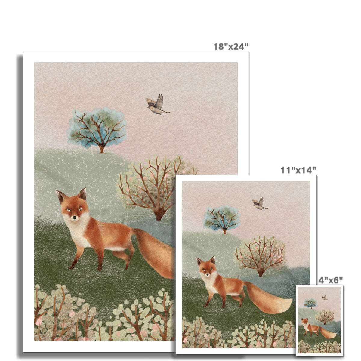 Blossom Wood Fox Art Print