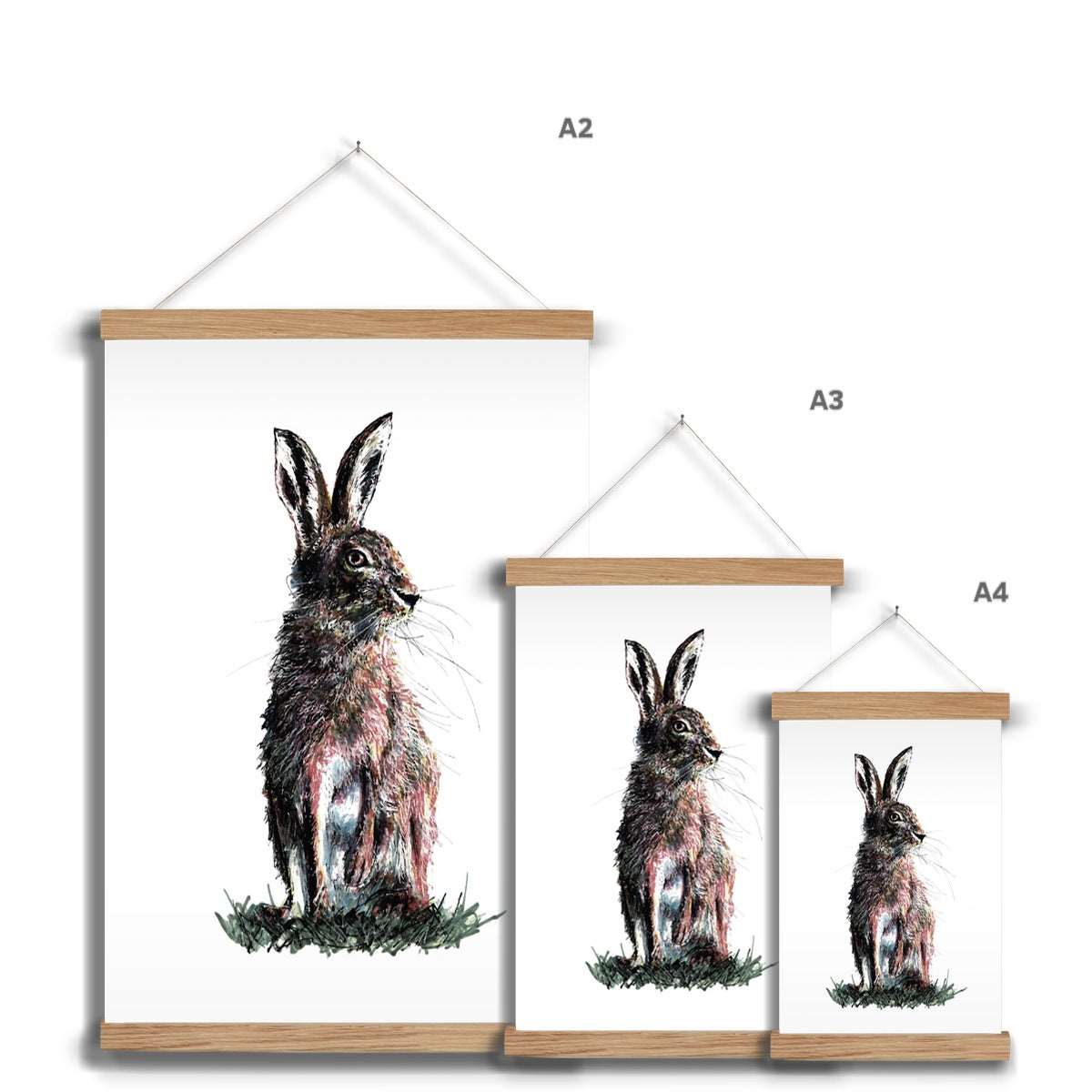 Rustic Hare Art Print With Hanger