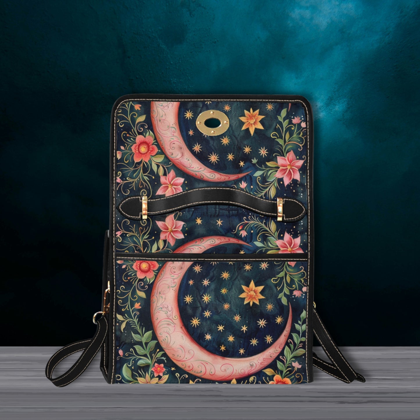 Pink Flower Moon Satchel Bag