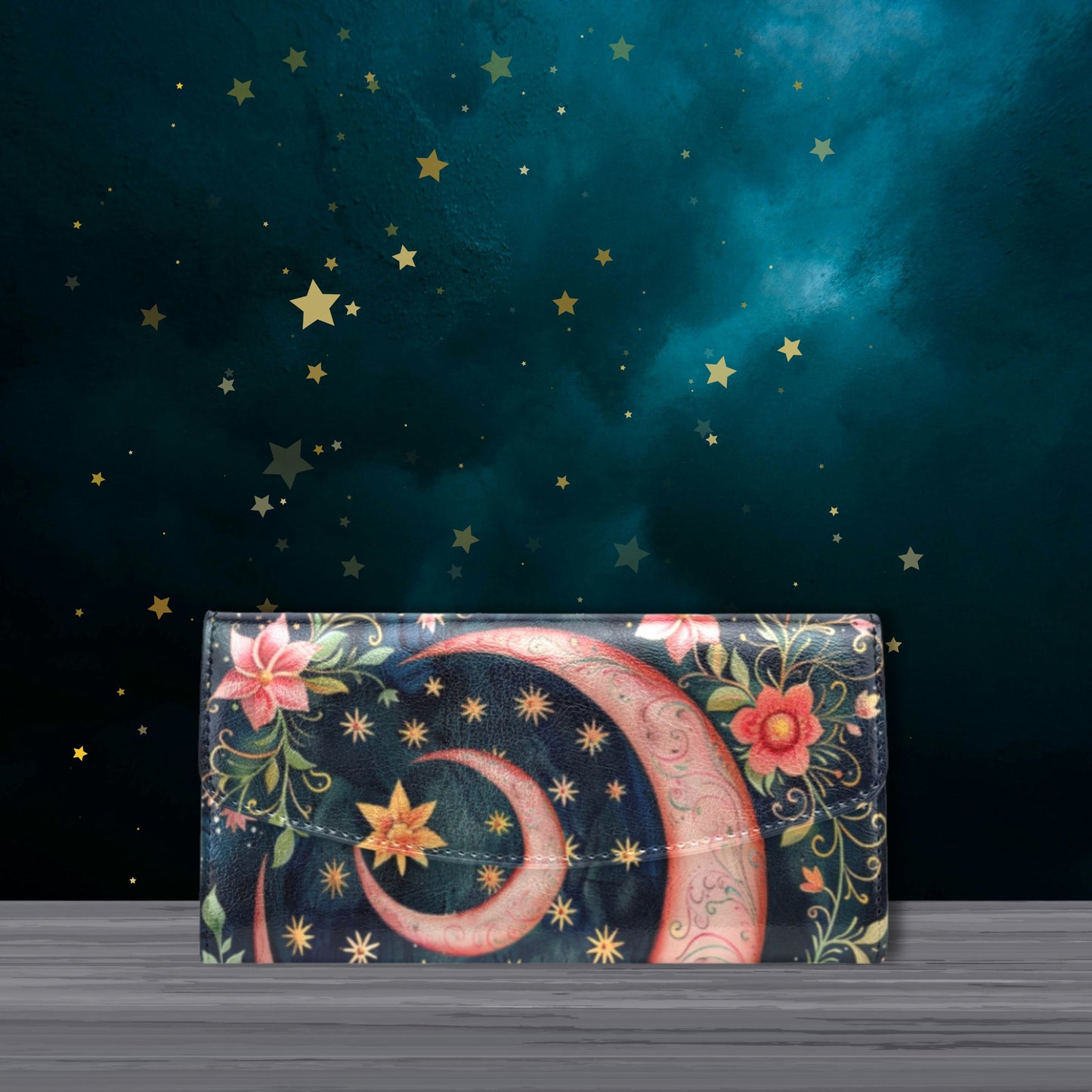 Pink Flower Moon Wallet