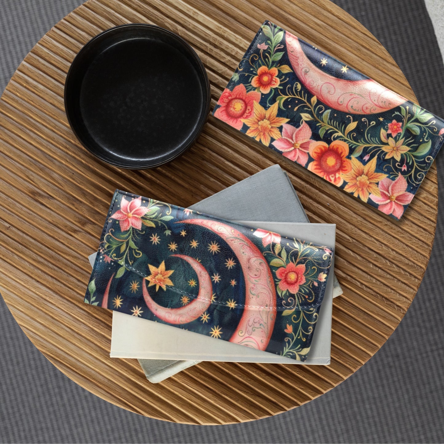 Pink Flower Moon Wallet