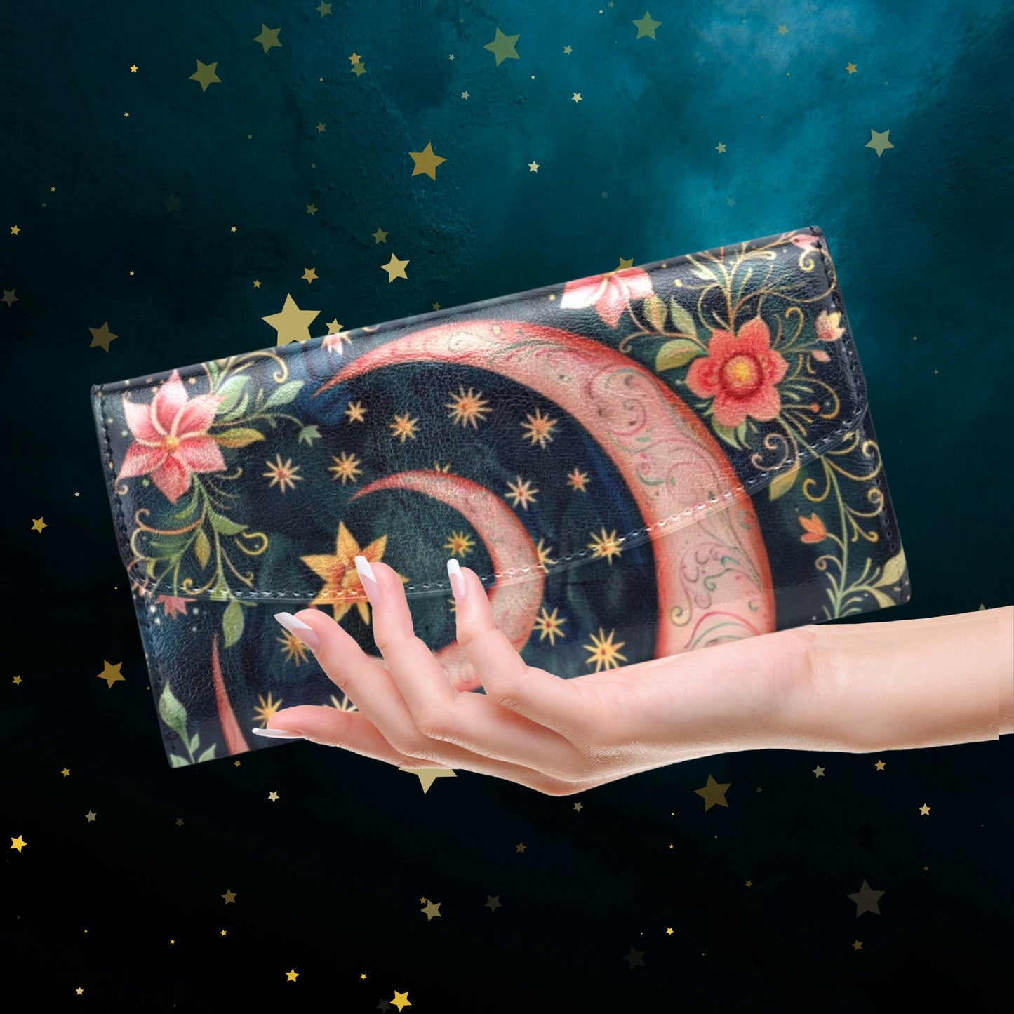 Pink Flower Moon Wallet