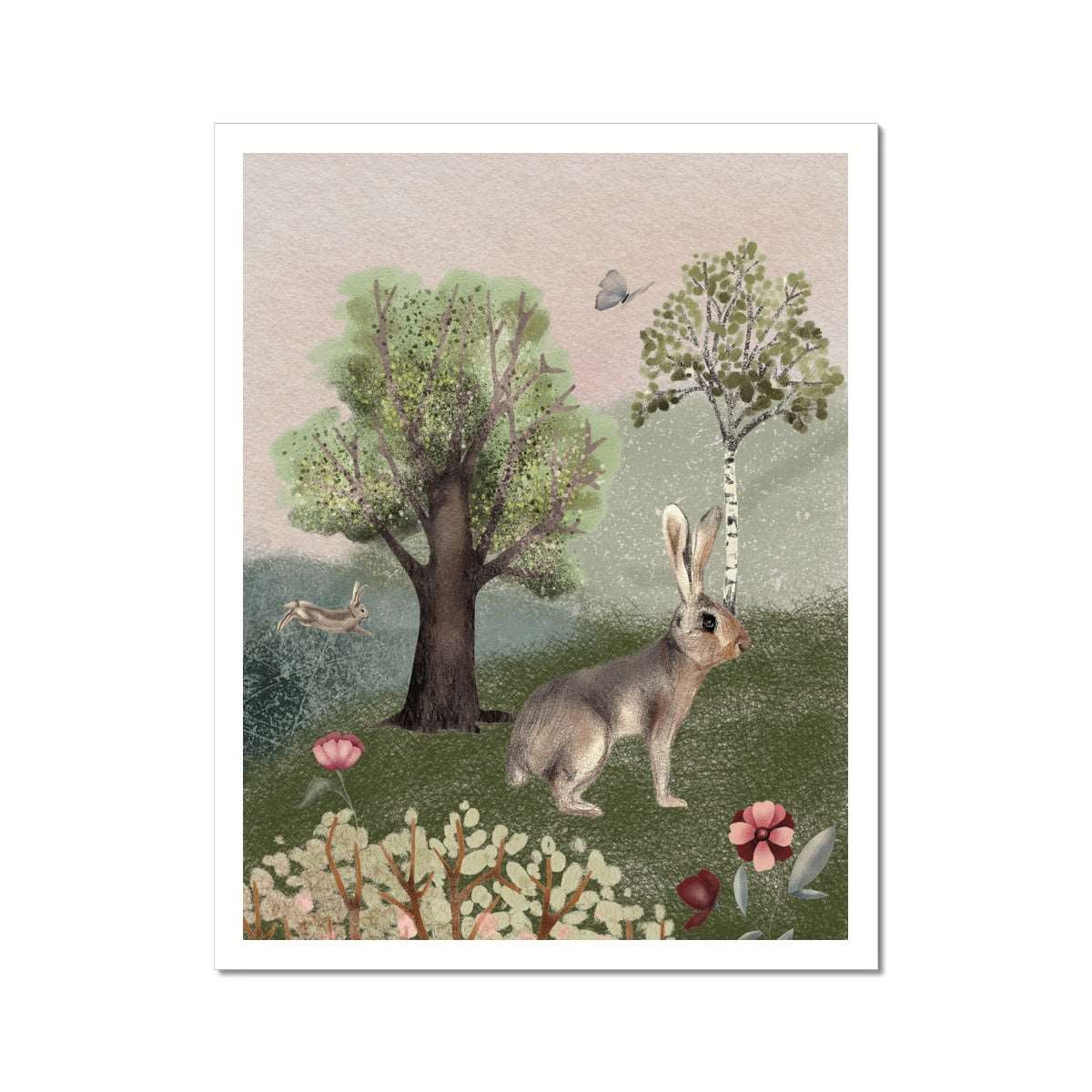 Blossom Wood Hare Art Print