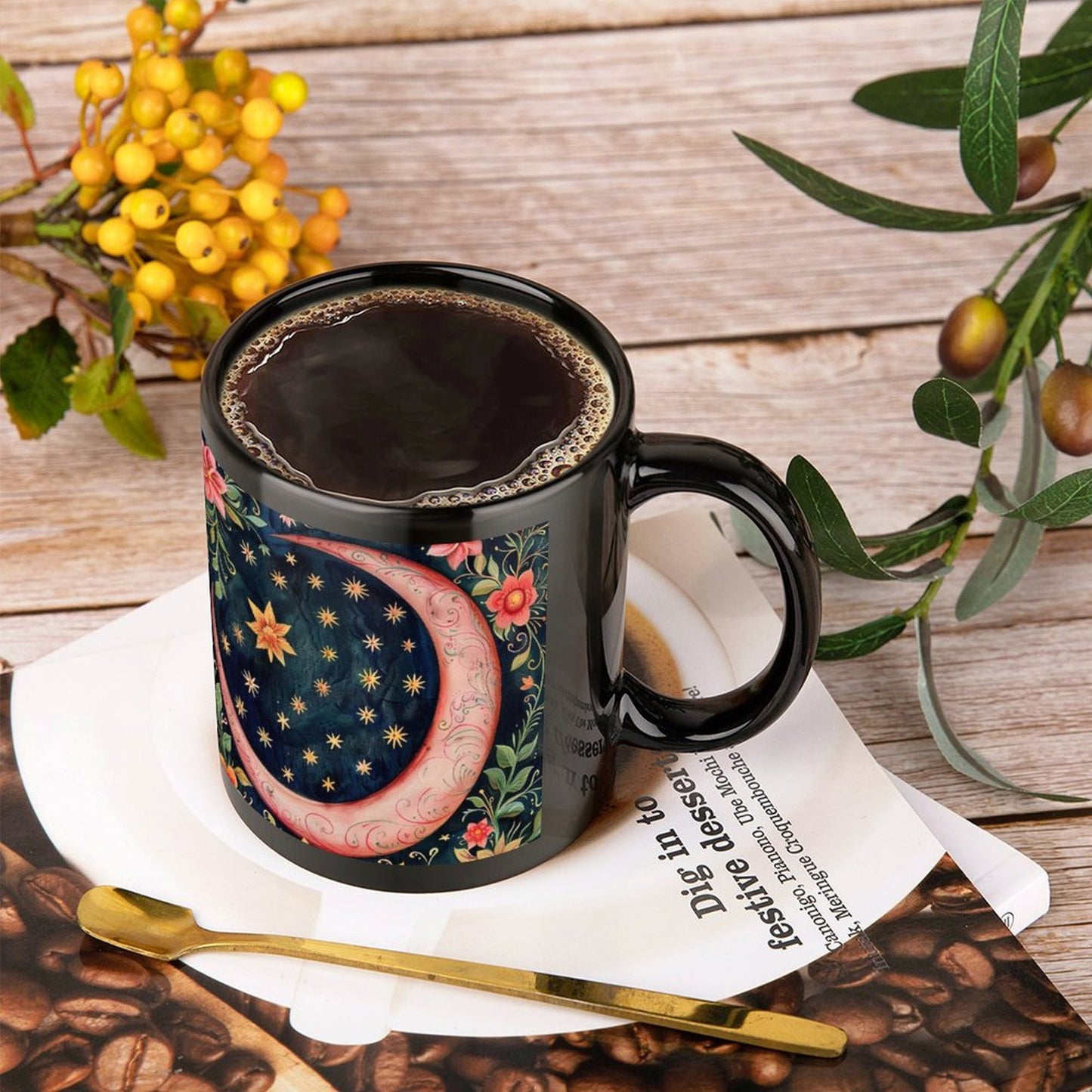 Pink Flower Moon Mug