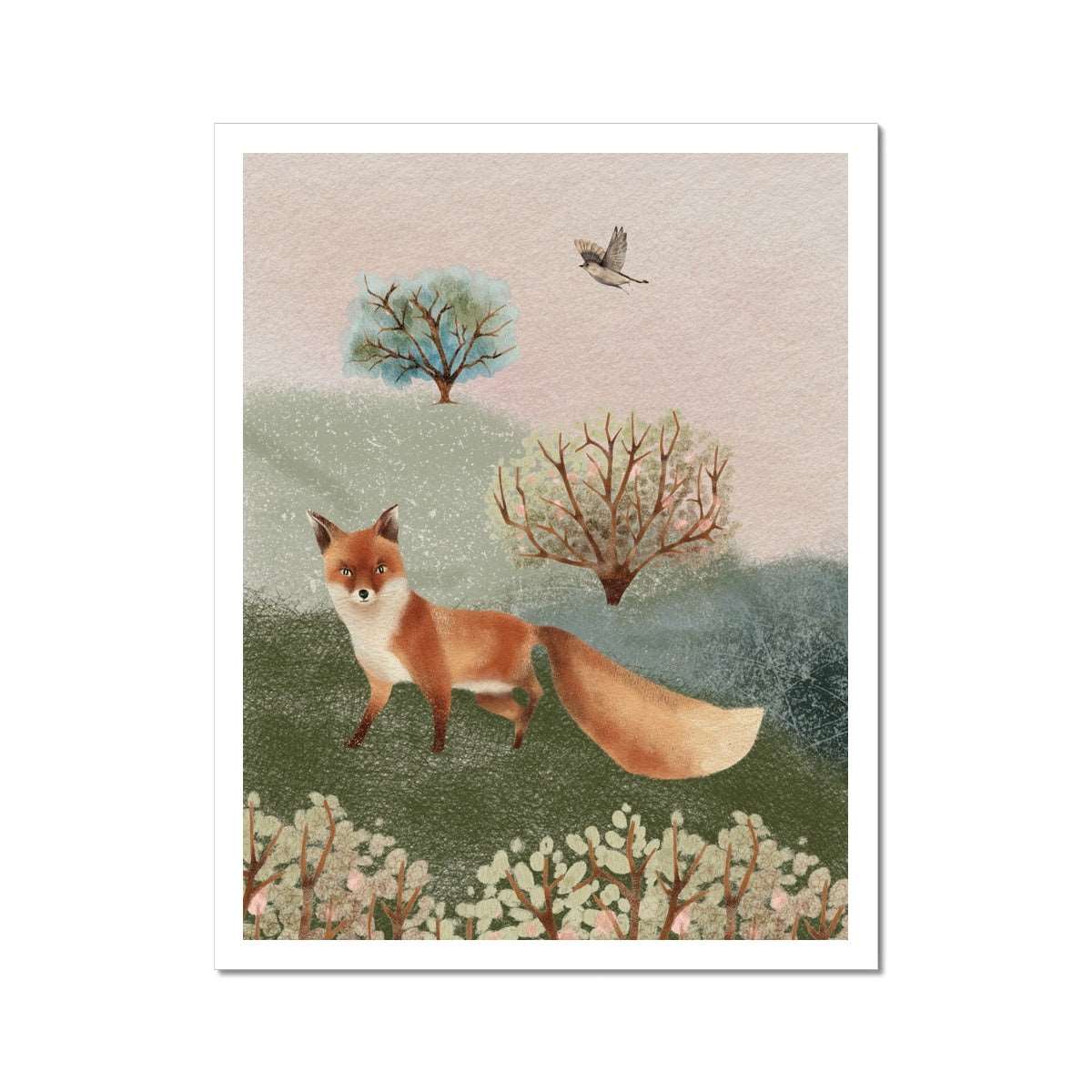 Blossom Wood Fox Art Print