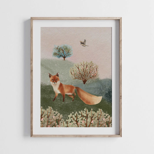 Blossom Wood Fox Art Print