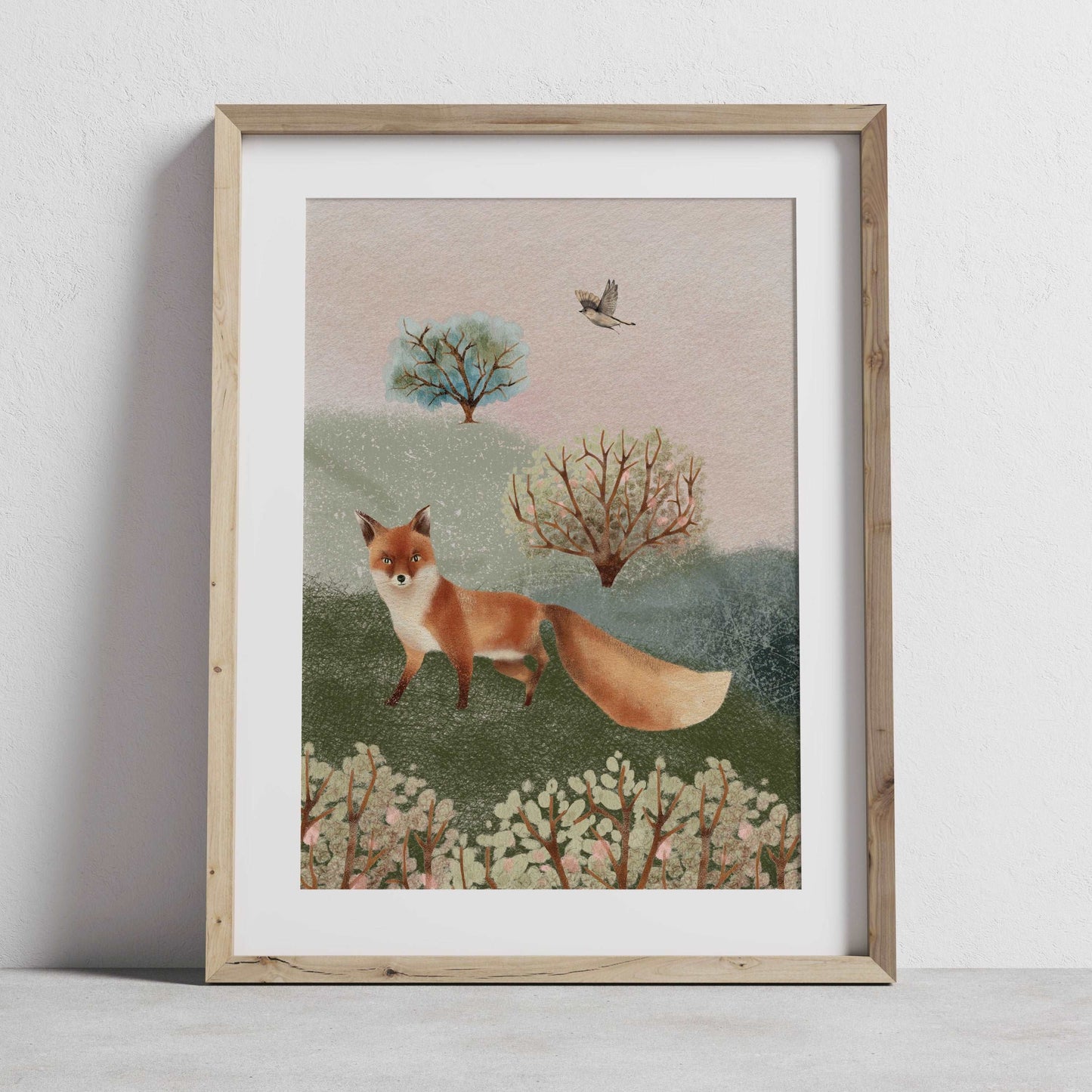 Blossom Wood Fox Art Print