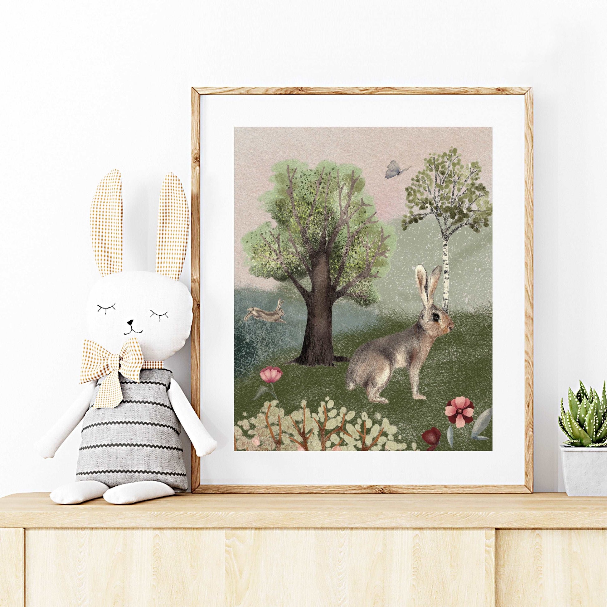 Blossom Wood Hare Art Print