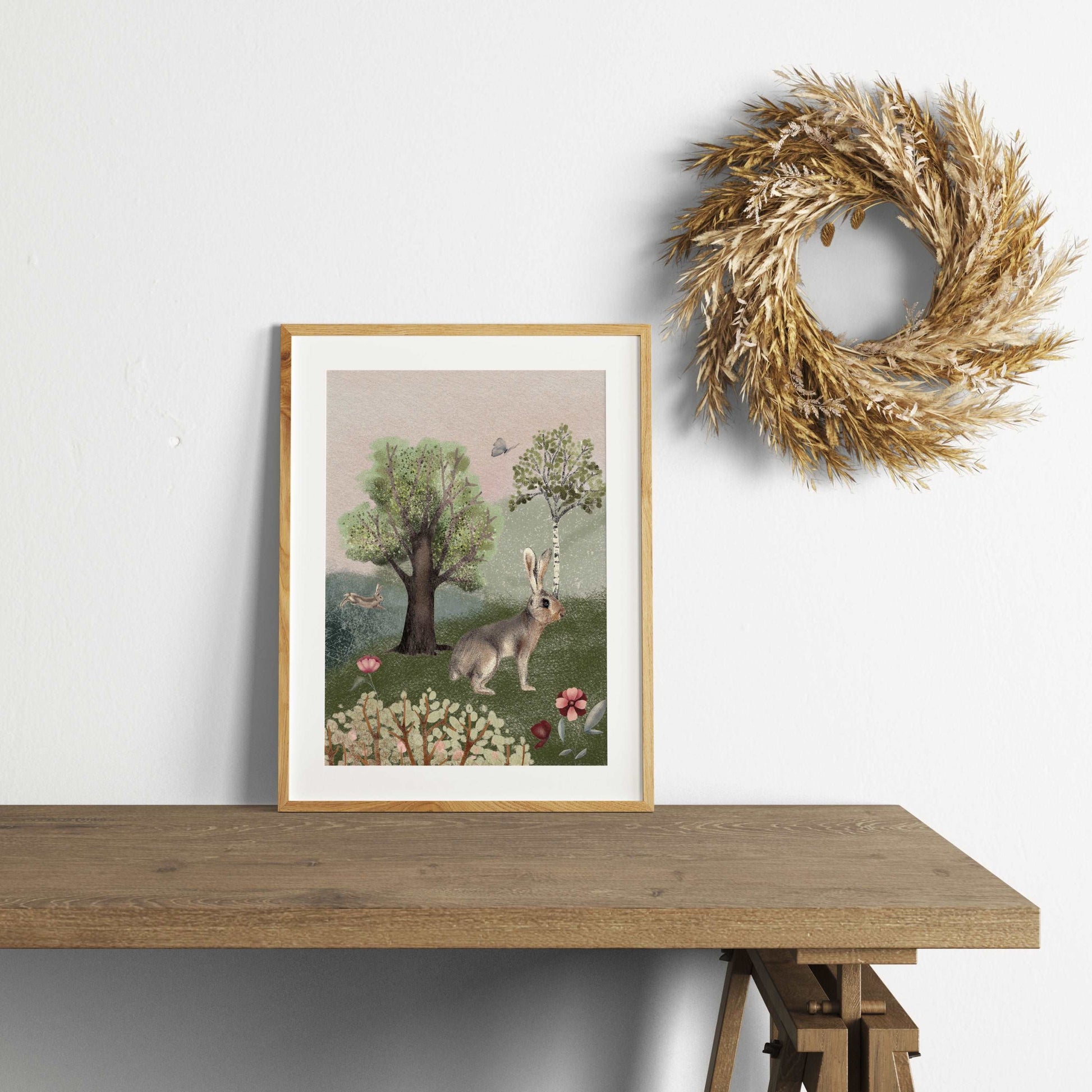 Blossom Wood Hare Art Print