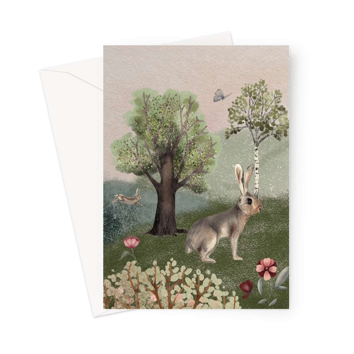 Blossom Wood Hare Greeting Card