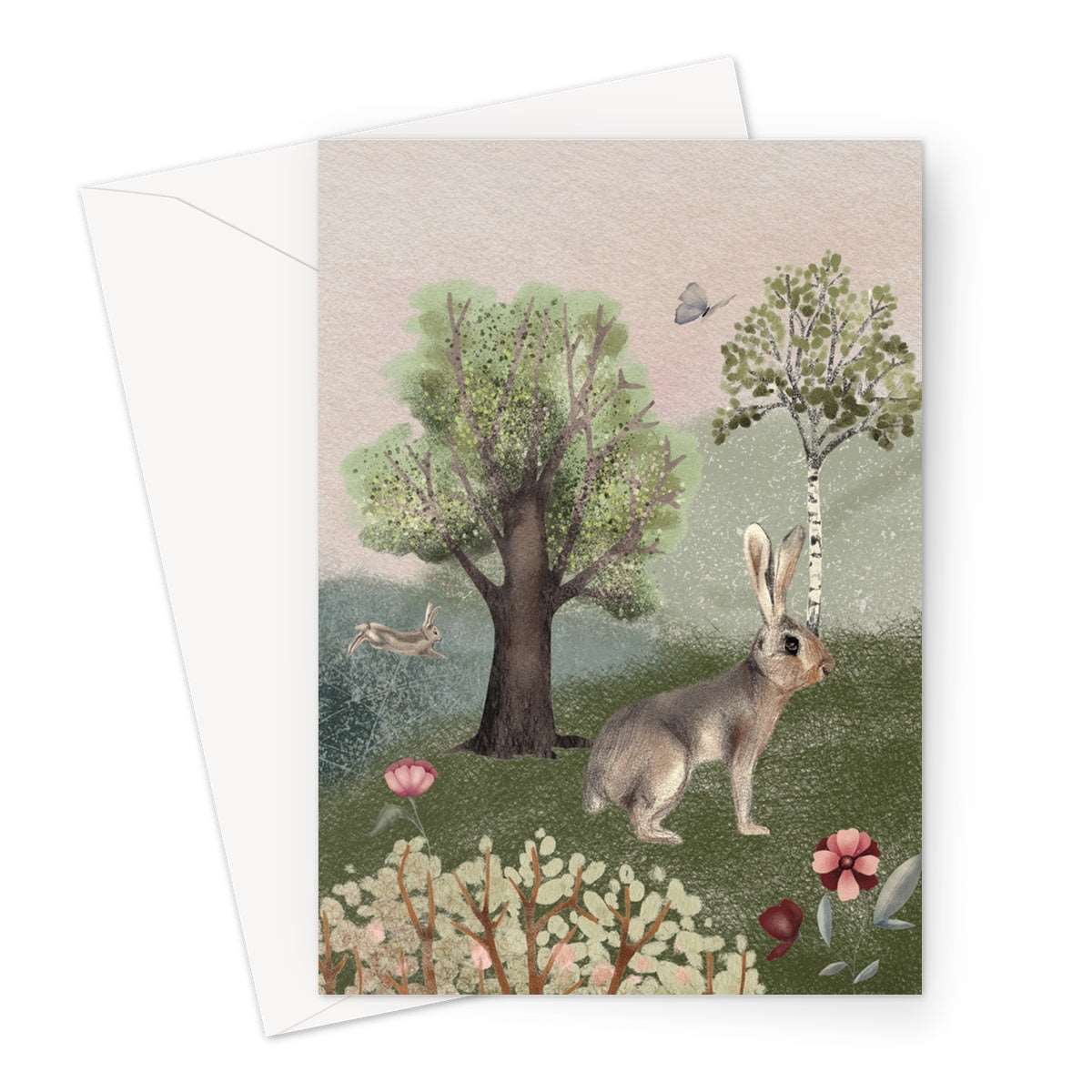 Blossom Wood Hare Greeting Card