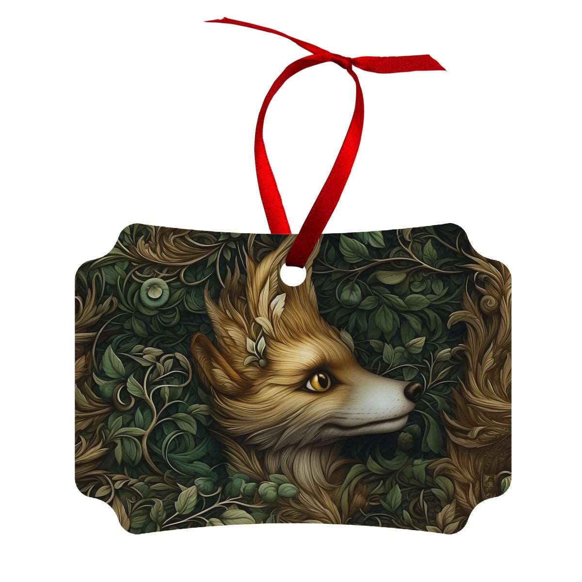 Mystic Forest Fox Wood Ornament