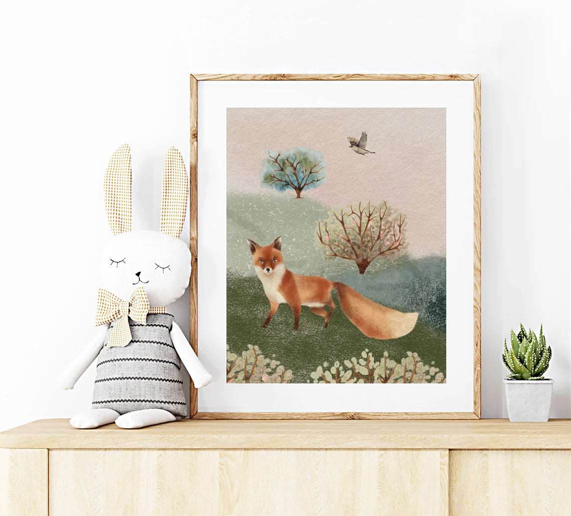 Blossom Wood Fox Art Print