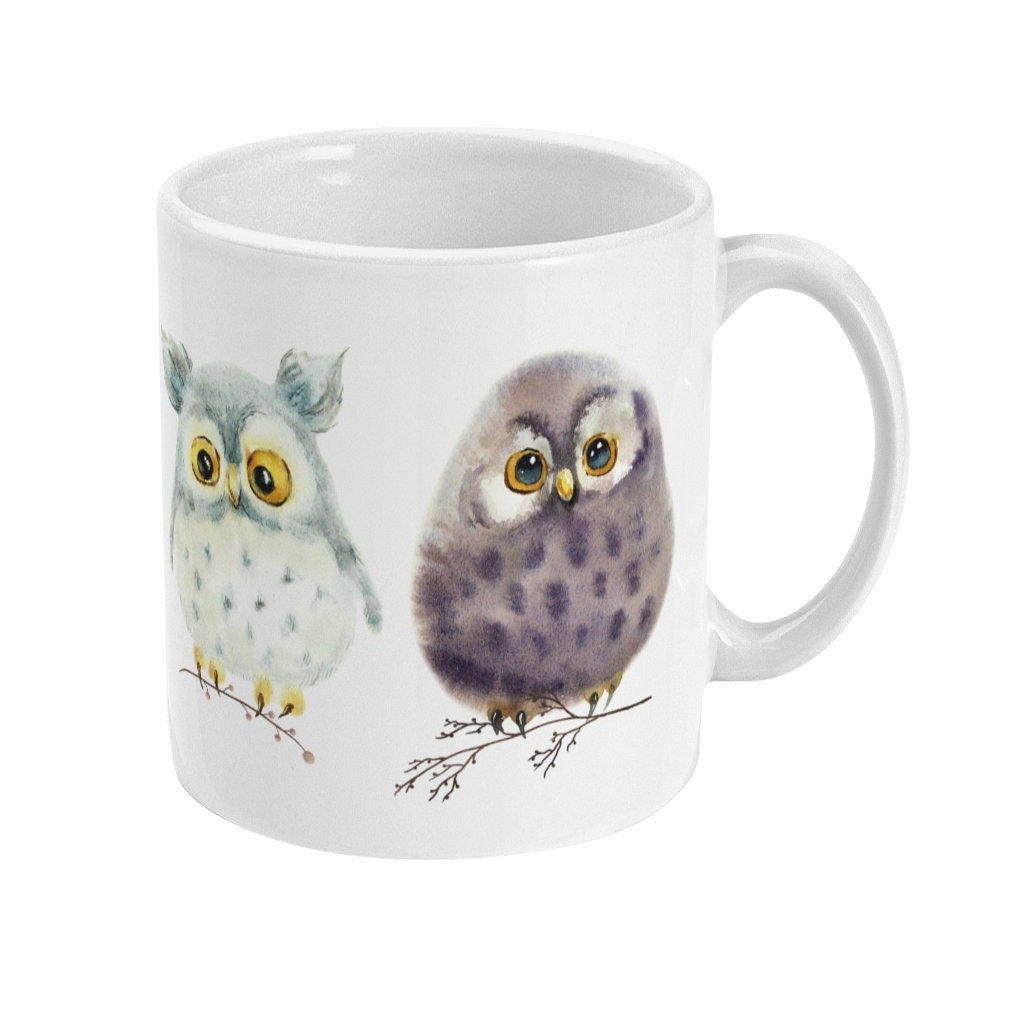 Owls Mug, Cute Owls, Bird Mug, Owl Lover Gift, Woodland Owls, owllovers, wildlife mug, nature mug, Fluffy Owls Mug, birdlover