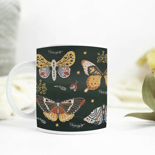 Mystical Moth Mug, Night Moth, Dark Academia, Dark Aesthetic, Cottagecore, Butterfly Mug, Fairytale Mug, Magical Mug, Halloween Decor