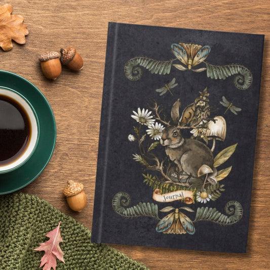 Folklore Dark Academia Rabbit Journal | Dark Aesthetic Notebook | Moody Stationary | Black Hare Notebook | Stationary Lover Gift | Witchcore