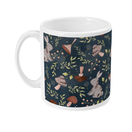 Forest Mug | Rabbit Woodland Mug | Cottagecore Home Decor | Toadstool Cup | Autumn Bunny Mug | Forestcore Dark Academia