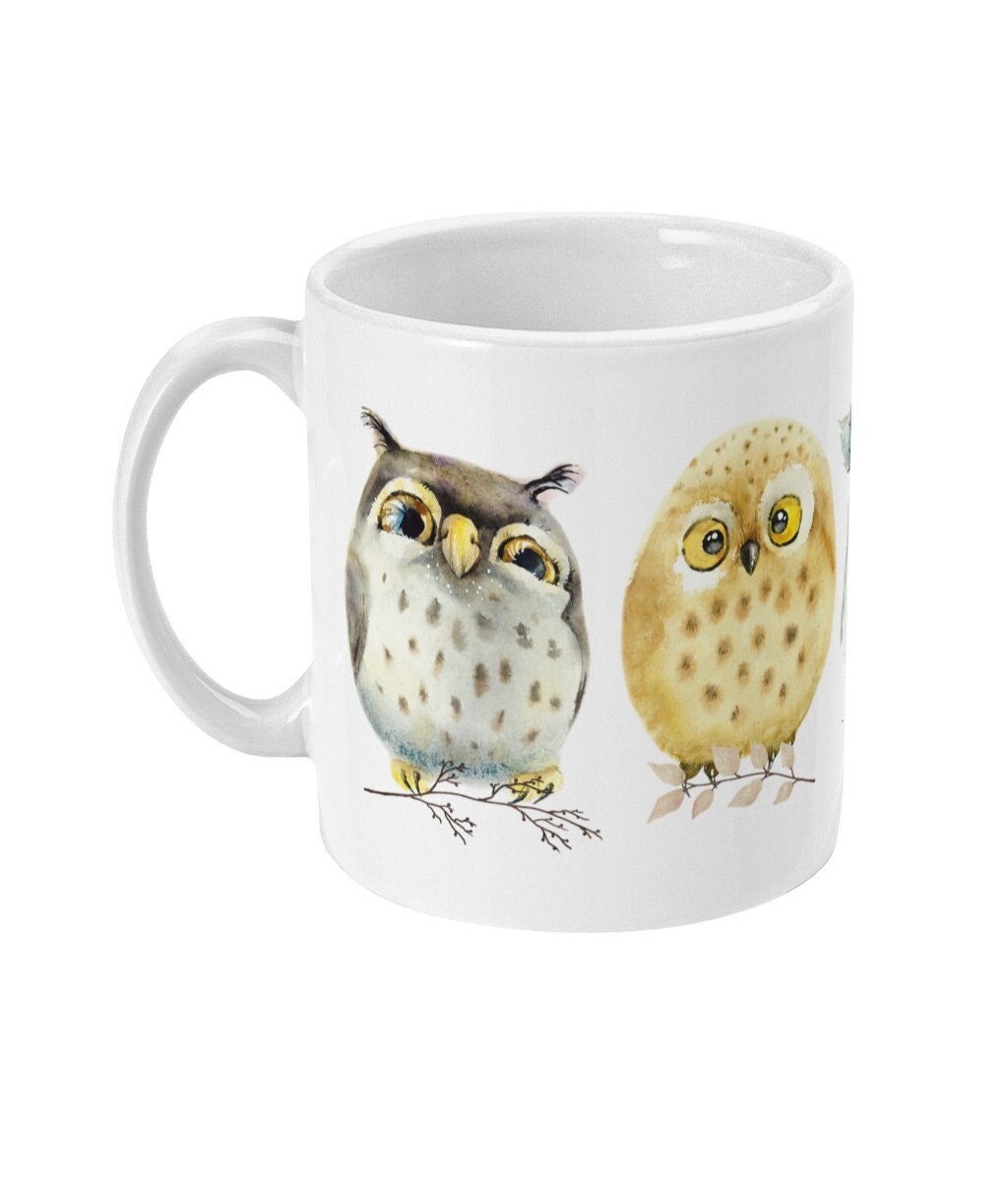 Owls Mug, Cute Owls, Bird Mug, Owl Lover Gift, Woodland Owls, owllovers, wildlife mug, nature mug, Fluffy Owls Mug, birdlover