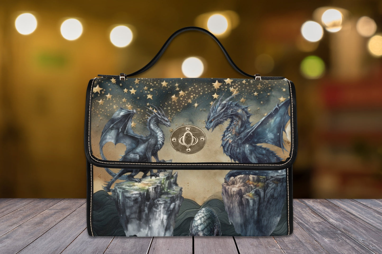 Medieval Dragon Canvas Satchel bag, damsel fantasy dragons purse , dark academia crossbody bag, vegan handbag Dragon Gift, Gothic