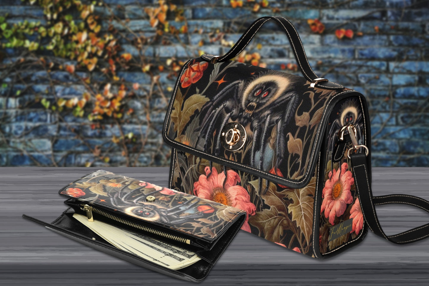 Black Spider Satchel Bag