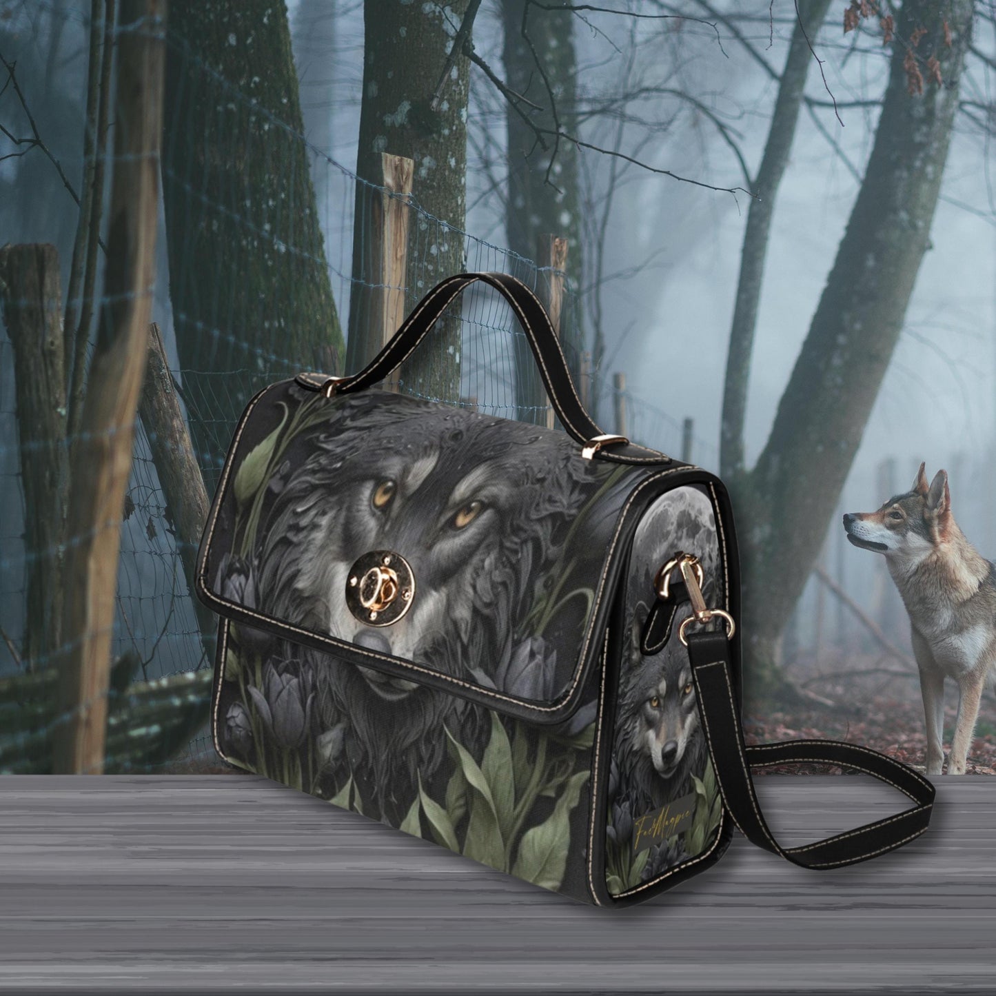 Black Wolf Satchel Bag