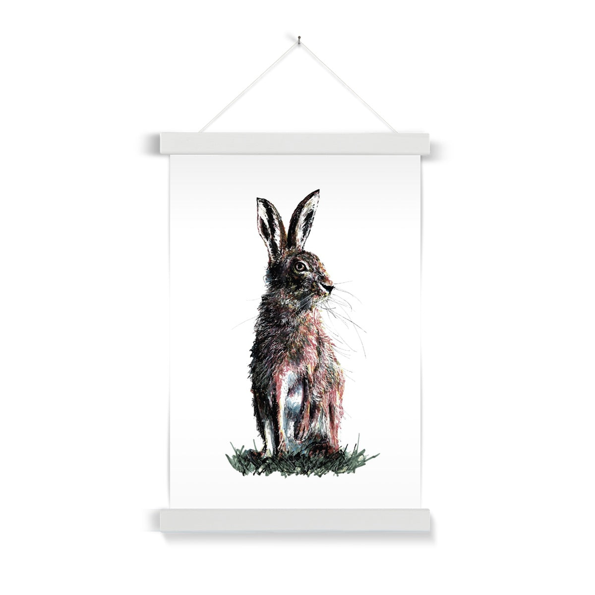 Rustic Hare Art Print With Hanger