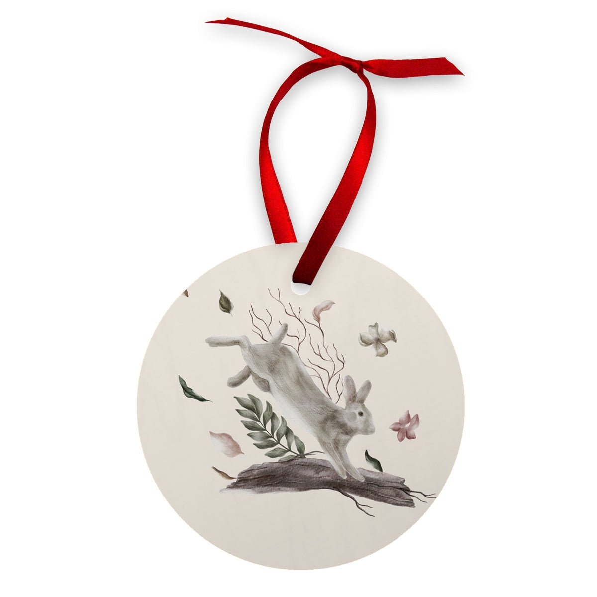 Woodland Rabbit Wood Ornament