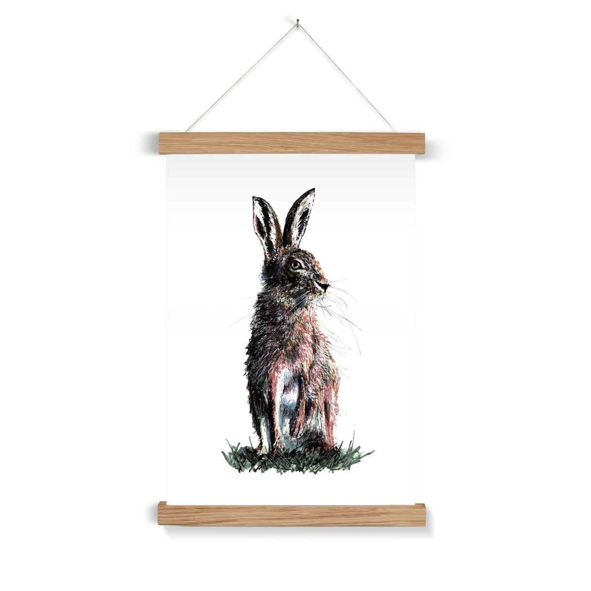 Rustic Hare Art Print With Hanger